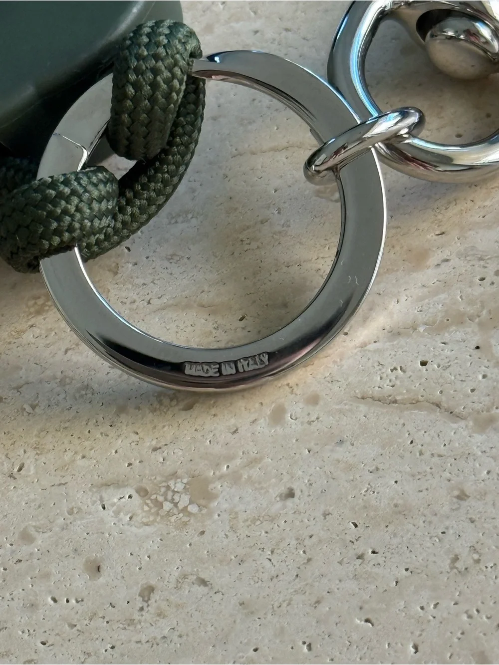 New Gucci Dark Green Knotted Rope Interlocking G Keychain Key Ring